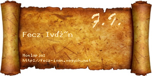 Fecz Iván névjegykártya